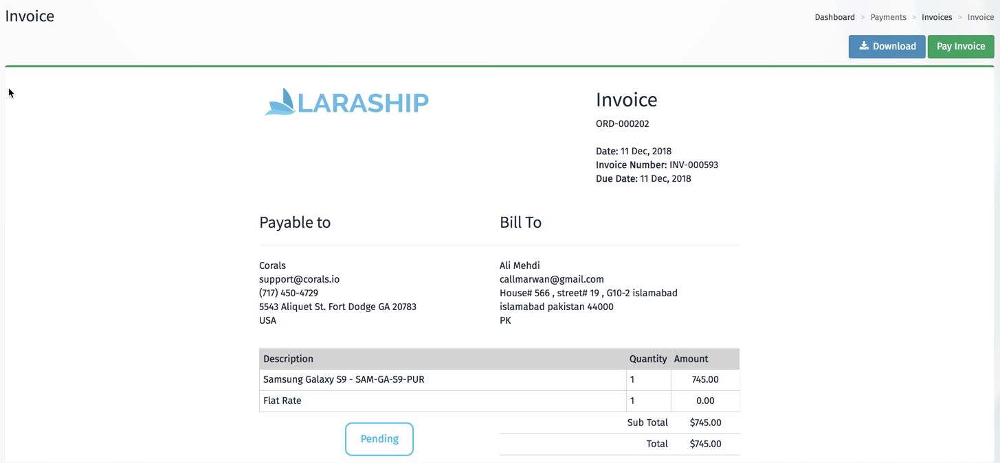 laraship laravel laravel invoicng